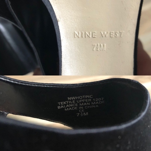 Nine West Black Satin Hotpic Cutout Heels, 7.5 - Picture 8 of 8